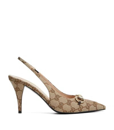 Gucci Gg Canvas Slingback Pumps 85 In Nude