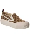 Gucci Monogram Pattern Low Top Sneakers With Pull Tab In Brown