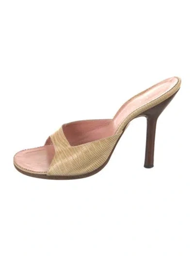 Pre-owned Gucci Gg Canvas Snakeskin Slides In Neutral