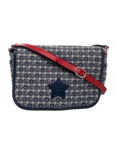 Pre-owned Gucci Kids' Gg Canvas Star Messenger Bag In Blue