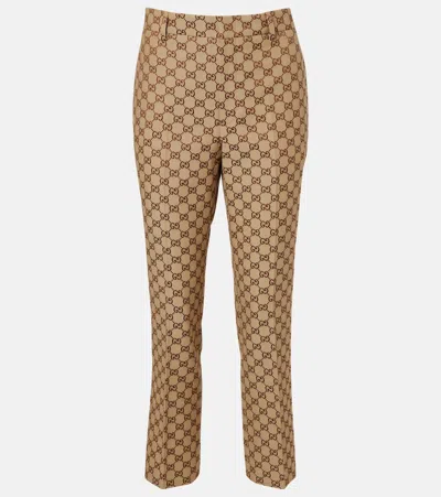 Gucci Gg Canvas Straight Pants In Neutral