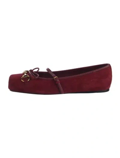 Pre-owned Gucci Gg Canvas Suede Mary Jane Flats In Red