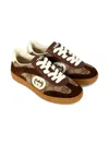 Gucci Gg-canvas Suede Sneakers In Brown