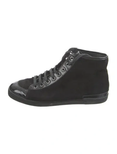 Pre-owned Gucci Gg Canvas Suede Sneakers In Black