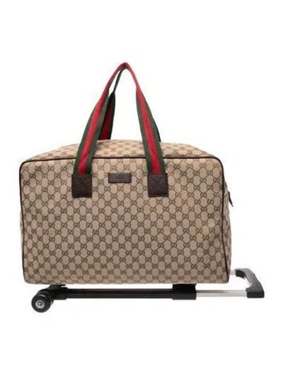 Pre-owned Gucci Gg Canvas Suitcase Large In Brown