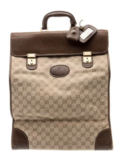 Pre-owned Gucci Gg Canvas Suitcase Vintage In Neutral