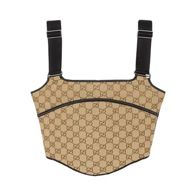 Pre-owned Gucci Gg Canvas Top 'camel/ebony' | Tan | Women's Size Xs In Brown