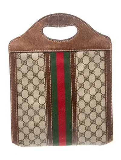 Pre-owned Gucci Gg Canvas Top Handle Bag In Brown
