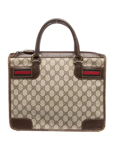 Pre-owned Gucci Gg Canvas Top Handle Bag Vintage In Neutral