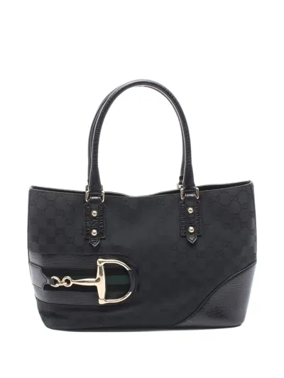 Pre-owned Gucci Gg Canvas Tote Bag In Black