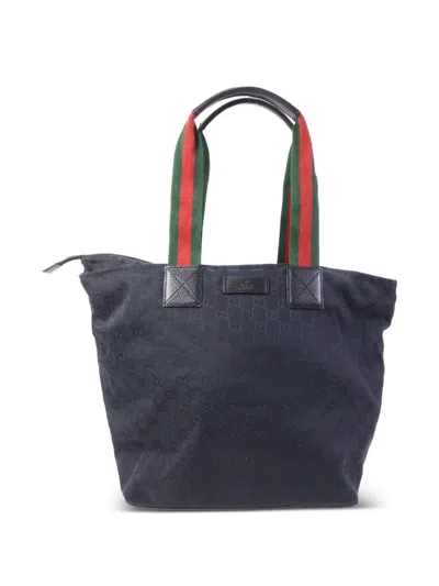 Pre-owned Gucci Gg Canvas Tote Bag In Black