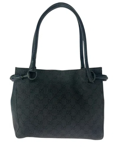 Pre-owned Gucci Gg Canvas Tote Bag Black (authentic Pre-loved)