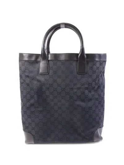 Pre-owned Gucci Gg Canvas Tote Bag In Blue