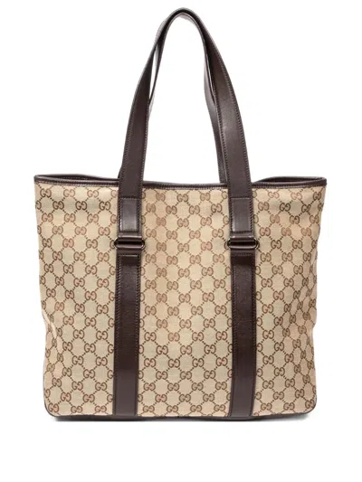 Pre-owned Gucci Gg-canvas Tote Bag In Neutral