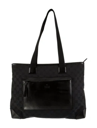 Pre-owned Gucci Gg Canvas Tote In Black