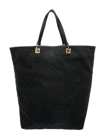 Pre-owned Gucci Gg Canvas Tote In Black
