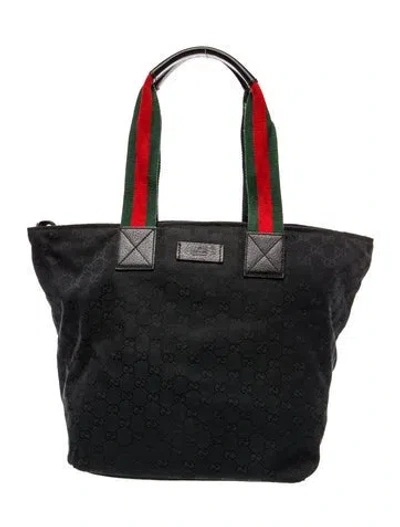 Pre-owned Gucci Gg Canvas Tote In Black