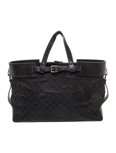 Pre-owned Gucci Gg Canvas Tote In Black