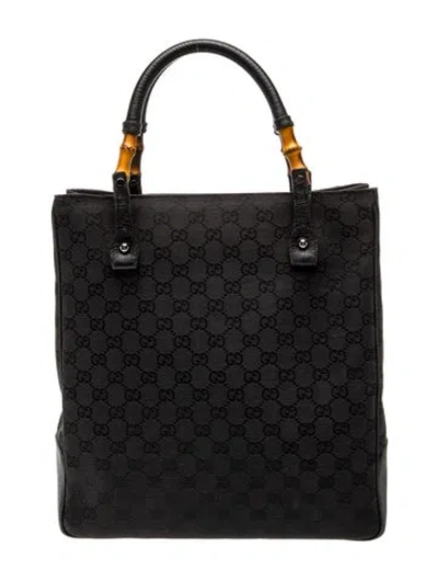 Pre-owned Gucci Gg Canvas Tote In Black