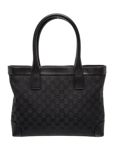 Pre-owned Gucci Gg Canvas Tote In Black