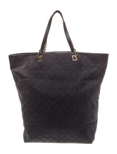 Pre-owned Gucci Gg Canvas Tote In Black