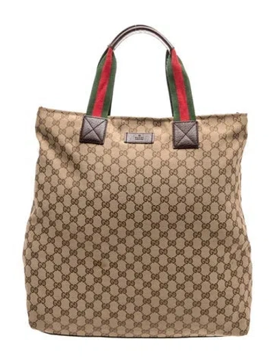 Pre-owned Gucci Gg Canvas Tote In Brown