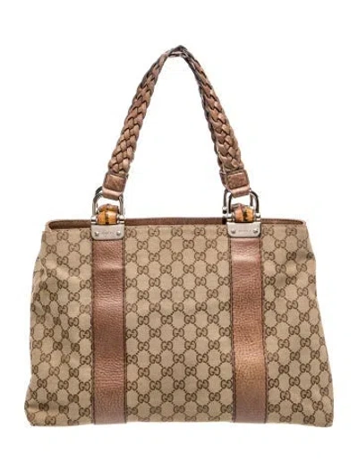 Pre-owned Gucci Gg Canvas Tote In Brown