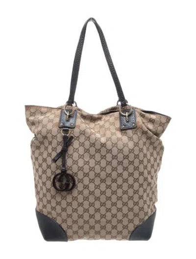 Pre-owned Gucci Gg Canvas Tote Medium In Brown