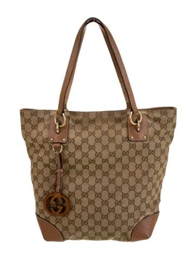 Pre-owned Gucci Gg Canvas Tote In Neutral