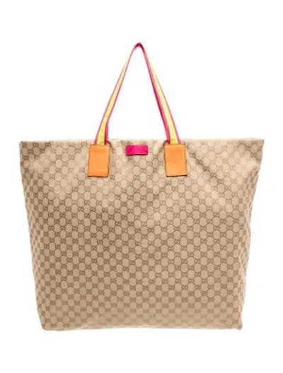 Pre-owned Gucci Gg Canvas Tote In Neutral