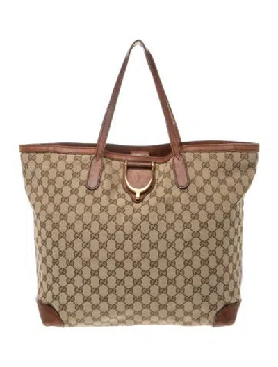 Pre-owned Gucci Gg Canvas Tote In Neutral