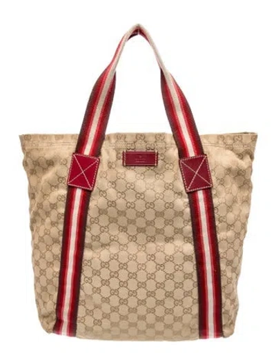Pre-owned Gucci Gg Canvas Tote In Neutral
