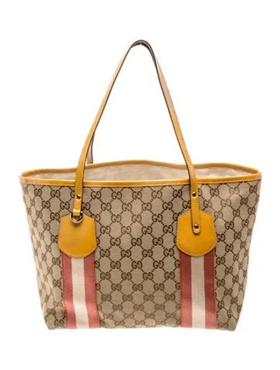 Pre-owned Gucci Gg Canvas Tote In Neutral