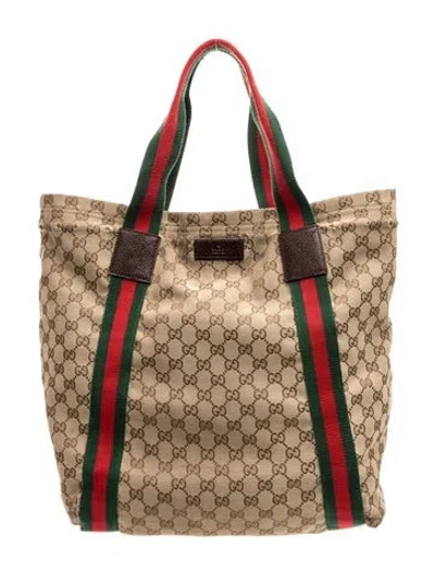 Pre-owned Gucci Gg Canvas Tote In Neutral