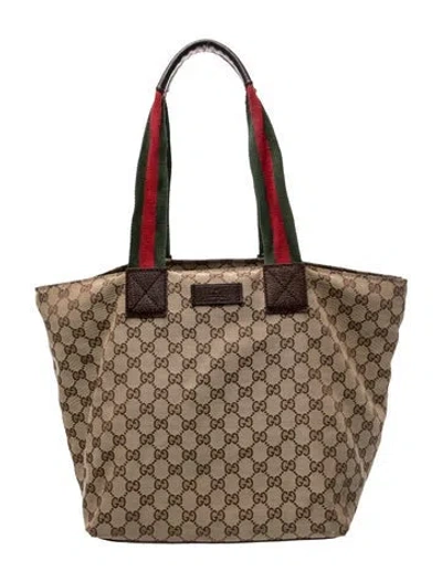 Pre-owned Gucci Gg Canvas Tote In Neutral