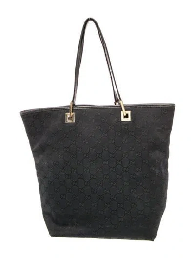 Pre-owned Gucci Gg Canvas Tote Vintage In Black