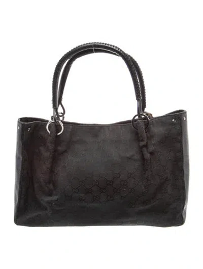 Pre-owned Gucci Gg Canvas Tote Vintage In Black