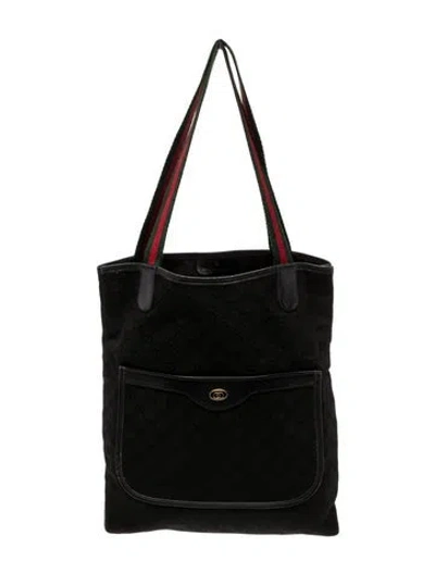 Pre-owned Gucci Gg Canvas Tote Vintage In Black