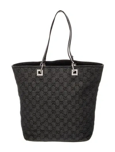 Pre-owned Gucci Gg Canvas Tote Vintage In Black
