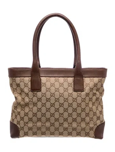 Pre-owned Gucci Gg Canvas Tote Vintage In Neutral
