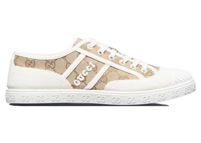 Pre-owned Gucci Gg Canvas Trainer White Monogram (women's) Sneakers In Beige/ebony In Multi