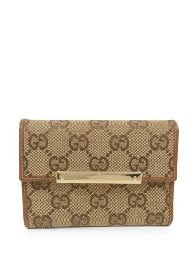 Pre-owned Gucci Gg Canvas Tri-fold Wallet In Neutrals