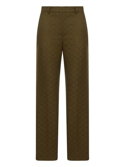 Gucci Gg Canvas Trousers In Green