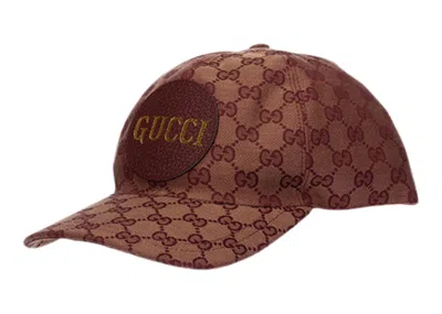 Pre-owned Gucci Gg Canvas Velcro Strap Baseball Cap In Bordeaux