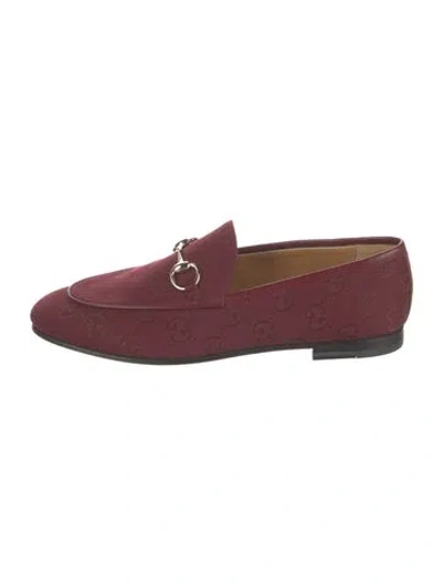 Pre-owned Gucci Gg Canvas Velvet Loafers In Red