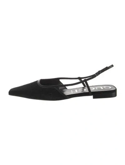 Pre-owned Gucci Gg Canvas Velvet Slingback Flats In Black