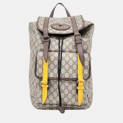 Pre-owned Gucci Gg Canvas Vintage Soft Supreme Backpack In Beige