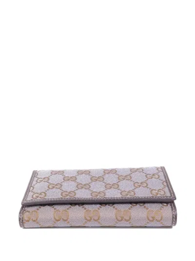 Pre-owned Gucci Gg Canvas Wallet In Gray