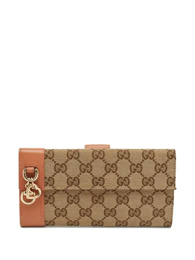 Pre-owned Gucci Gg-canvas Wallet In Neutral