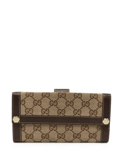 Pre-owned Gucci Gg Canvas Wallet In Neutral